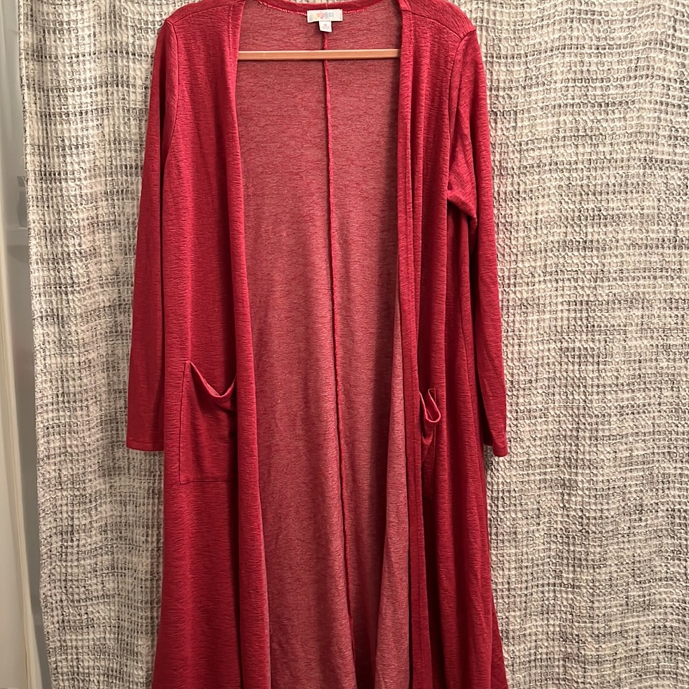 LULAROE Sarah Duster Cardigan Red Long